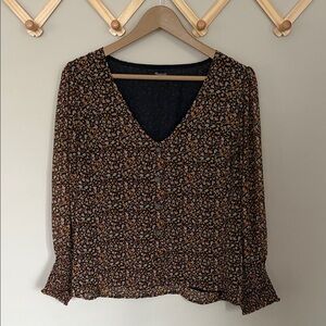 Madewell floral v neck button down top blouse